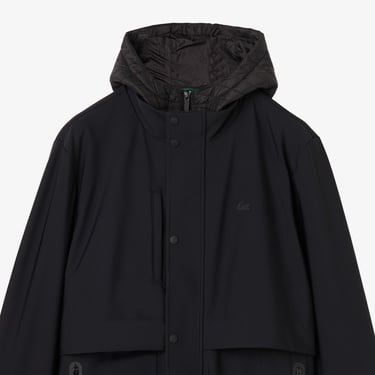  Lacoste Erkek Kapüşonlu Siyah Trençkot