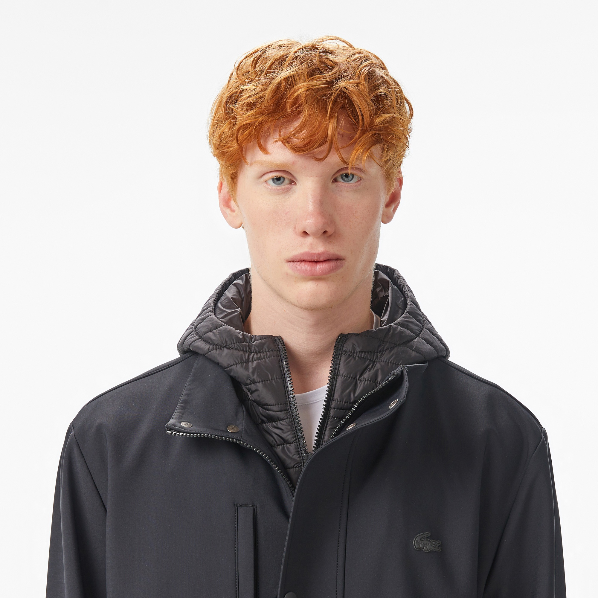 Lacoste Erkek Kapüşonlu Siyah Trençkot