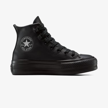  Converse Chuck Taylor All Star Lift Platform Deri Kadın Siyah Sneaker