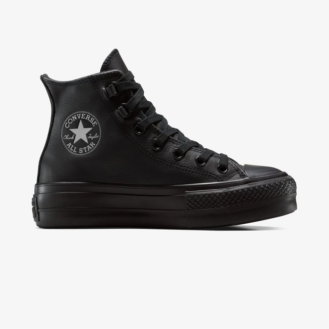  Converse Chuck Taylor All Star Lift Platform Deri Kadın Siyah Sneaker