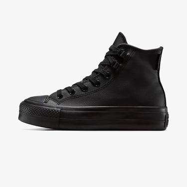  Converse Chuck Taylor All Star Lift Platform Deri Kadın Siyah Sneaker