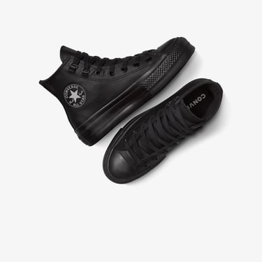  Converse Chuck Taylor All Star Lift Platform Deri Kadın Siyah Sneaker