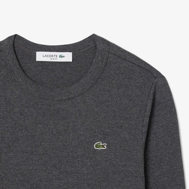  Lacoste Kadın Slim Fit Uzun Kollu Bisiklet Yaka Gri T-Shirt