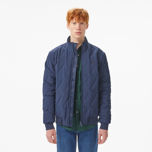  Lacoste Erkek Dik Yaka Kapitone Lacivert Mont