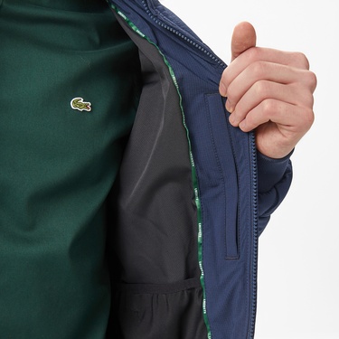  Lacoste Erkek Dik Yaka Kapitone Lacivert Mont