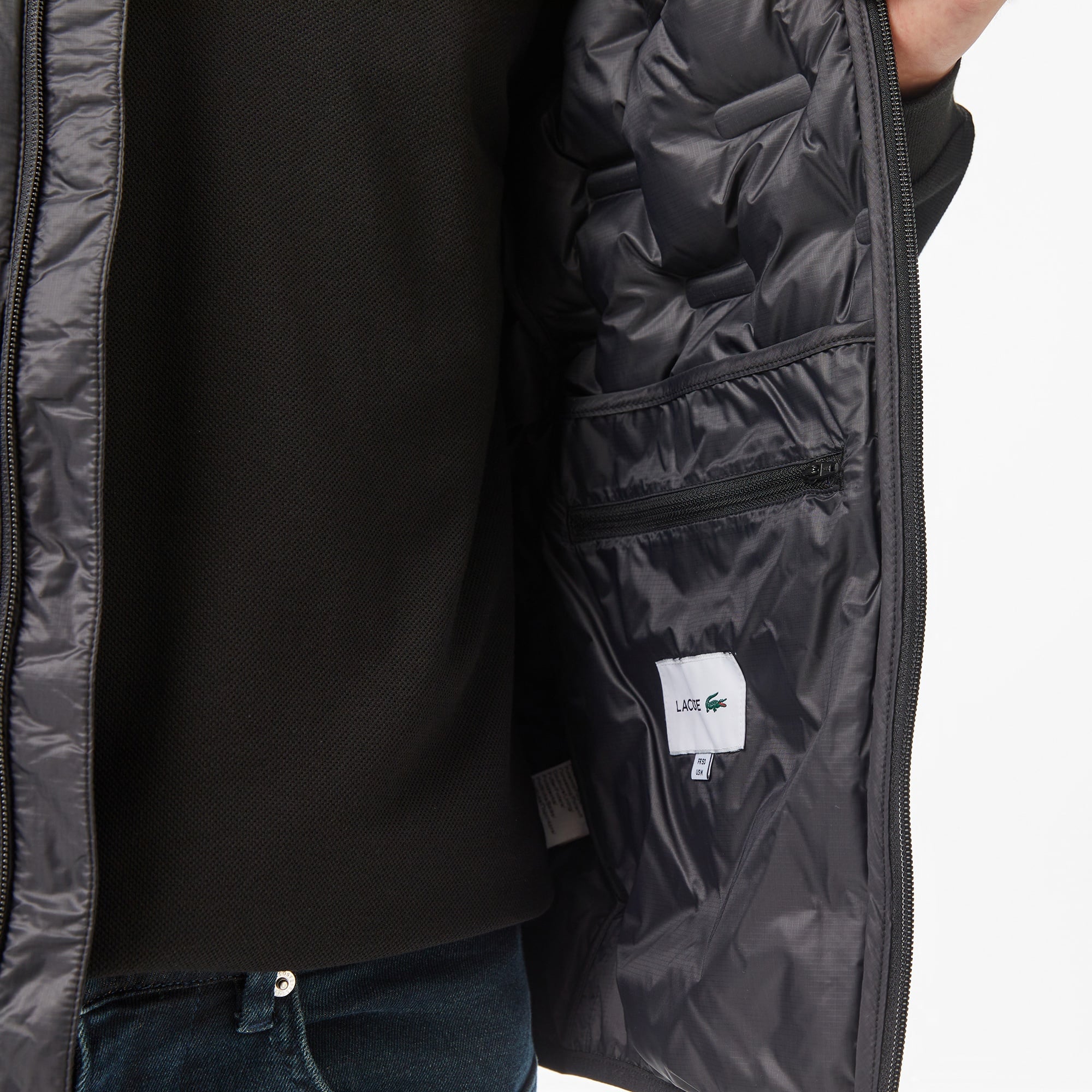 Lacoste Erkek Dik Yaka Kapitone Siyah Yelek