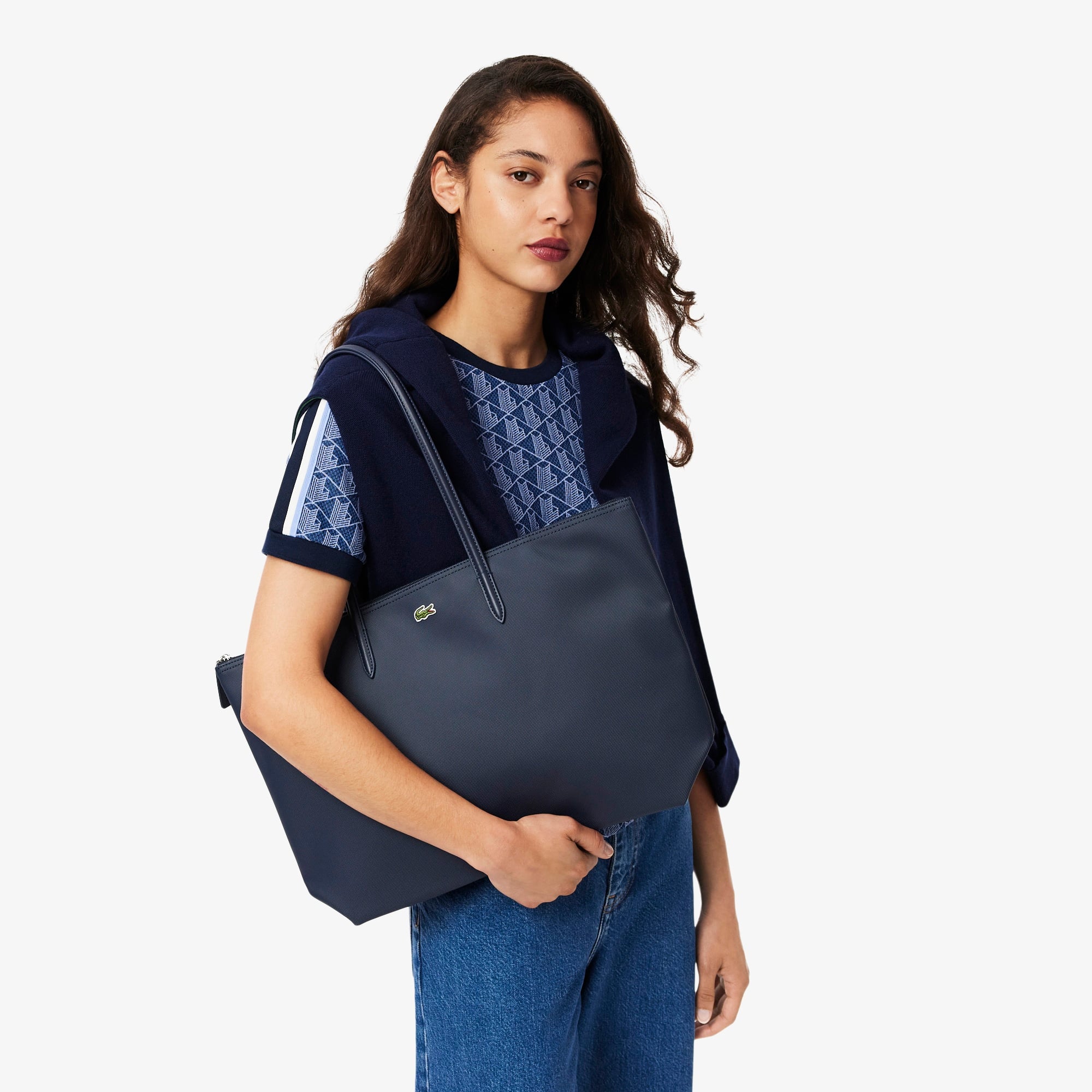 Lacoste Large L.12.12 Kadın Lacivert Omuz Çantası