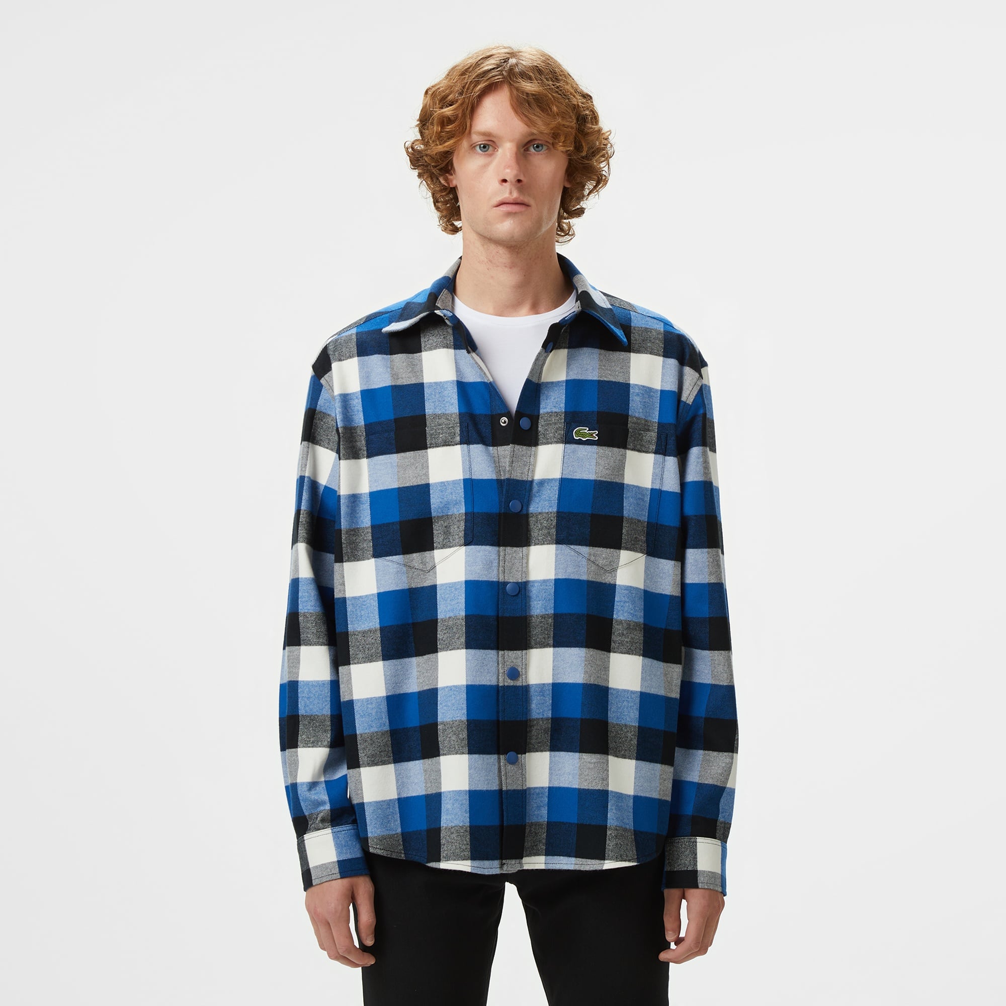 Erkek Relaxed Fit Kareli Lacivert Gömlek