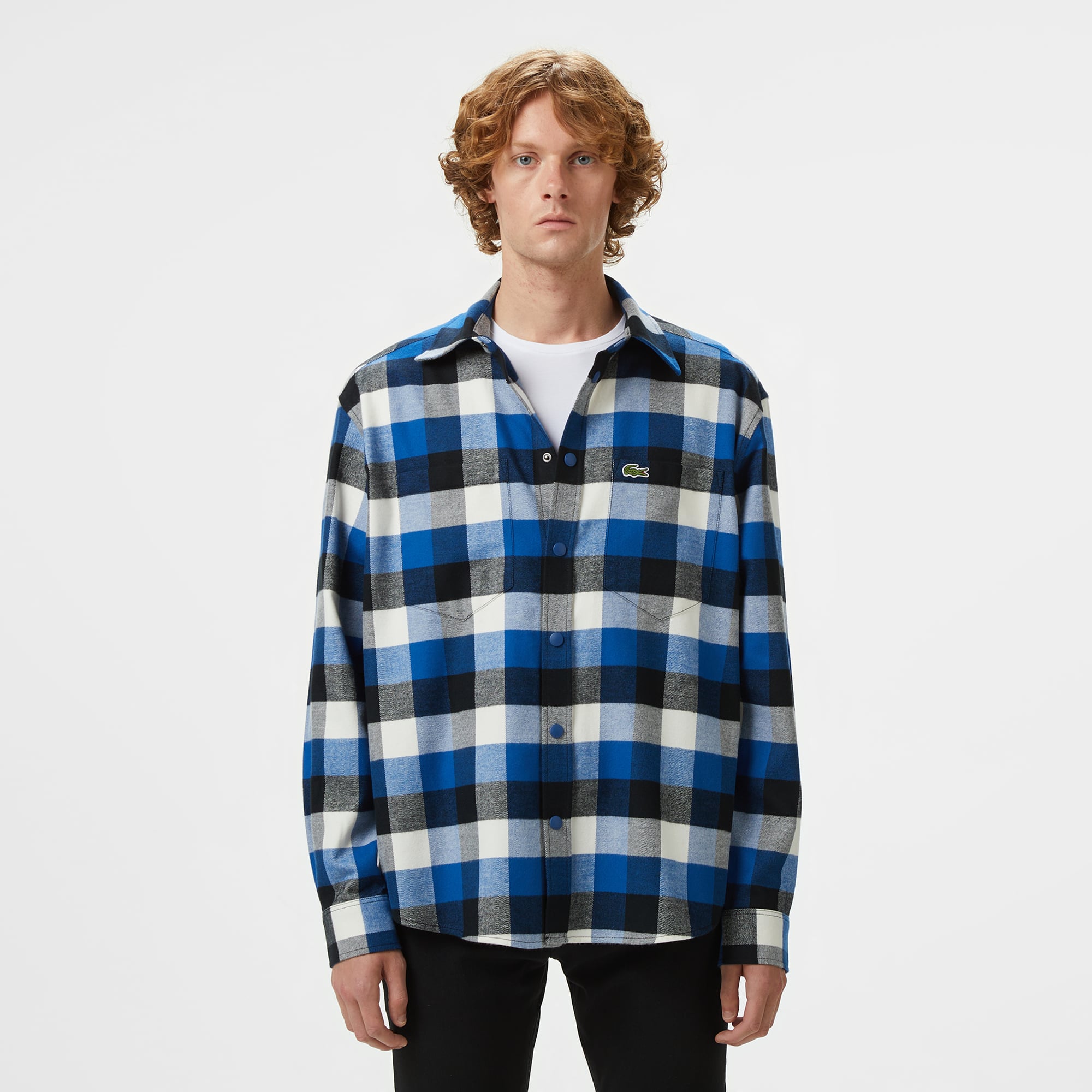  Erkek Relaxed Fit Kareli Lacivert Gömlek