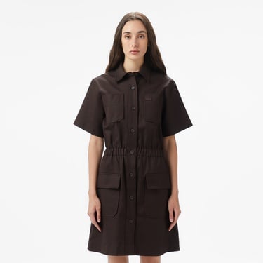  Kadın Classic Fit Kısa Kollu Kahverengi Elbise