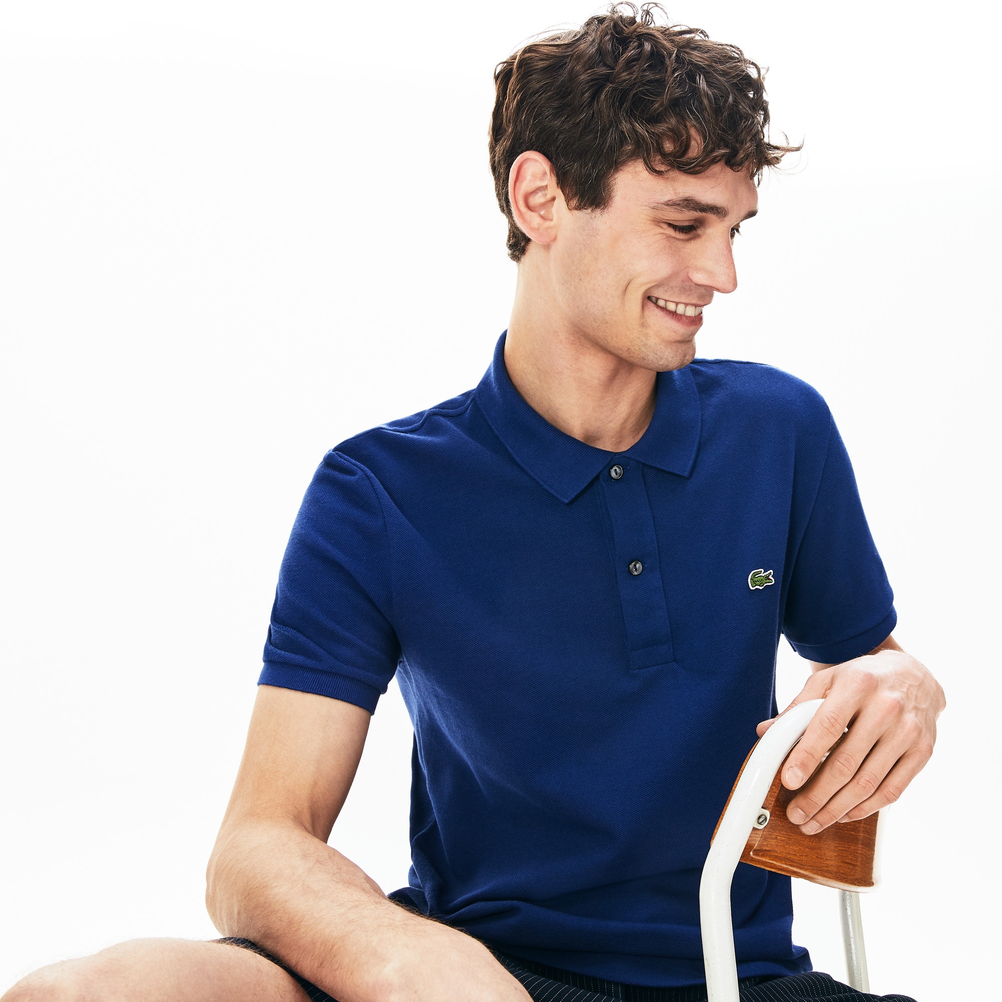 L.12.12 Erkek Slim Fit Koyu Mavi Polo