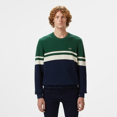  Lacoste Erkek Classic Fit Bisiklet Yaka Renk Bloklu Lacivert Kazak
