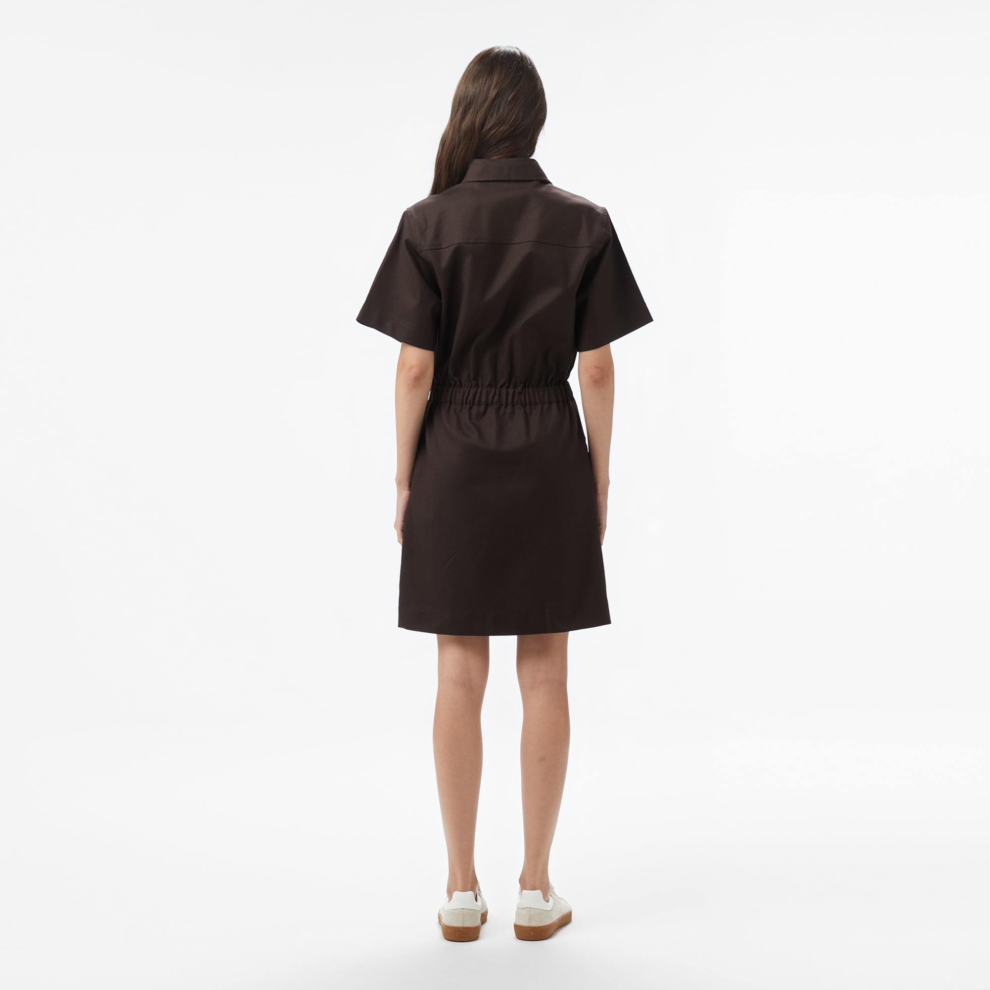 Kadın Classic Fit Kısa Kollu Kahverengi Elbise