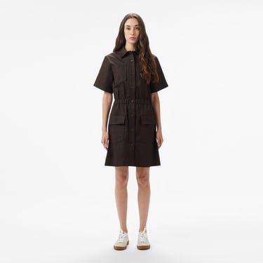  Kadın Classic Fit Kısa Kollu Kahverengi Elbise