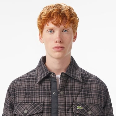  Lacoste Erkek Relaxed Fit Kareli Siyah Gömlek