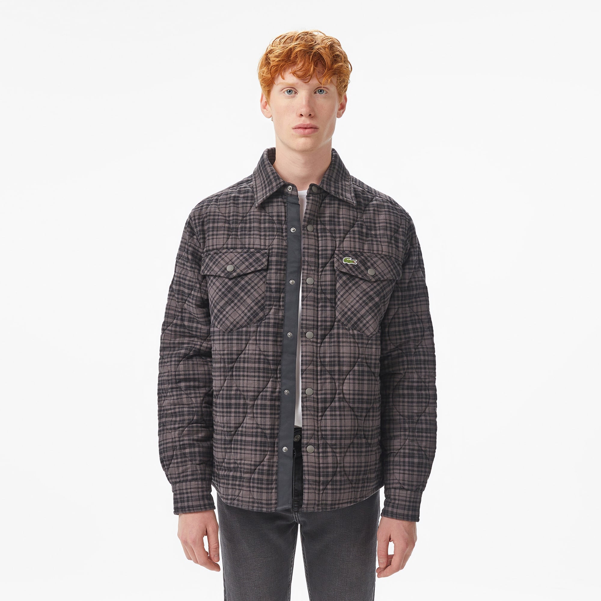 Lacoste Erkek Relaxed Fit Kareli Siyah Gömlek