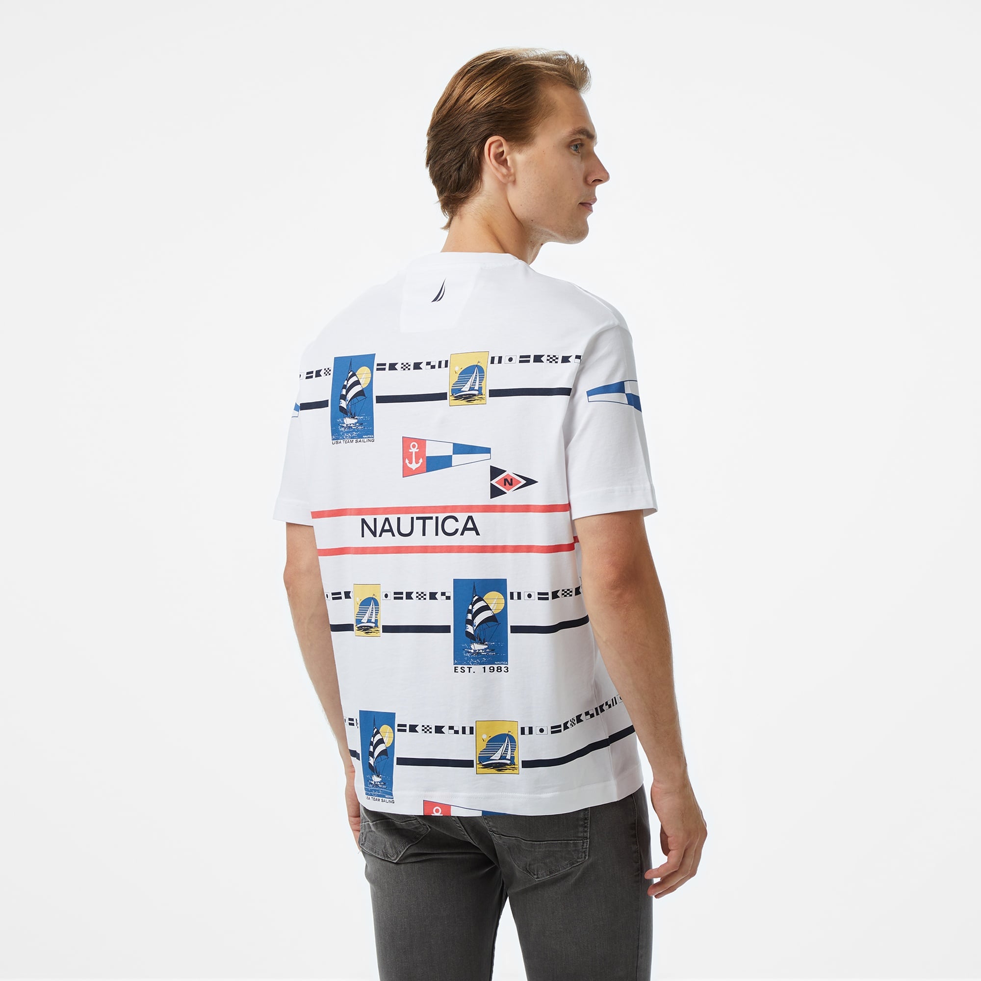 Nautica Erkek Beyaz Oversize Fit T-Shirt