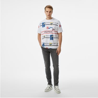  Nautica Erkek Beyaz Oversize Fit T-Shirt
