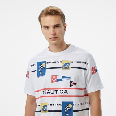  Nautica Erkek Beyaz Oversize Fit T-Shirt