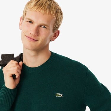  Lacoste Erkek Classic Fit Bisiklet Yaka Koyu Yeşil Kazak