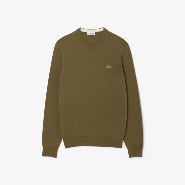  Lacoste Erkek Regular Fit Bisiklet Yaka Haki Kazak