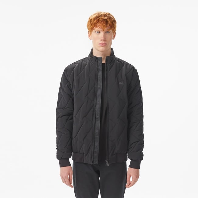  Lacoste Erkek Dik Yaka Kapitone Siyah Mont