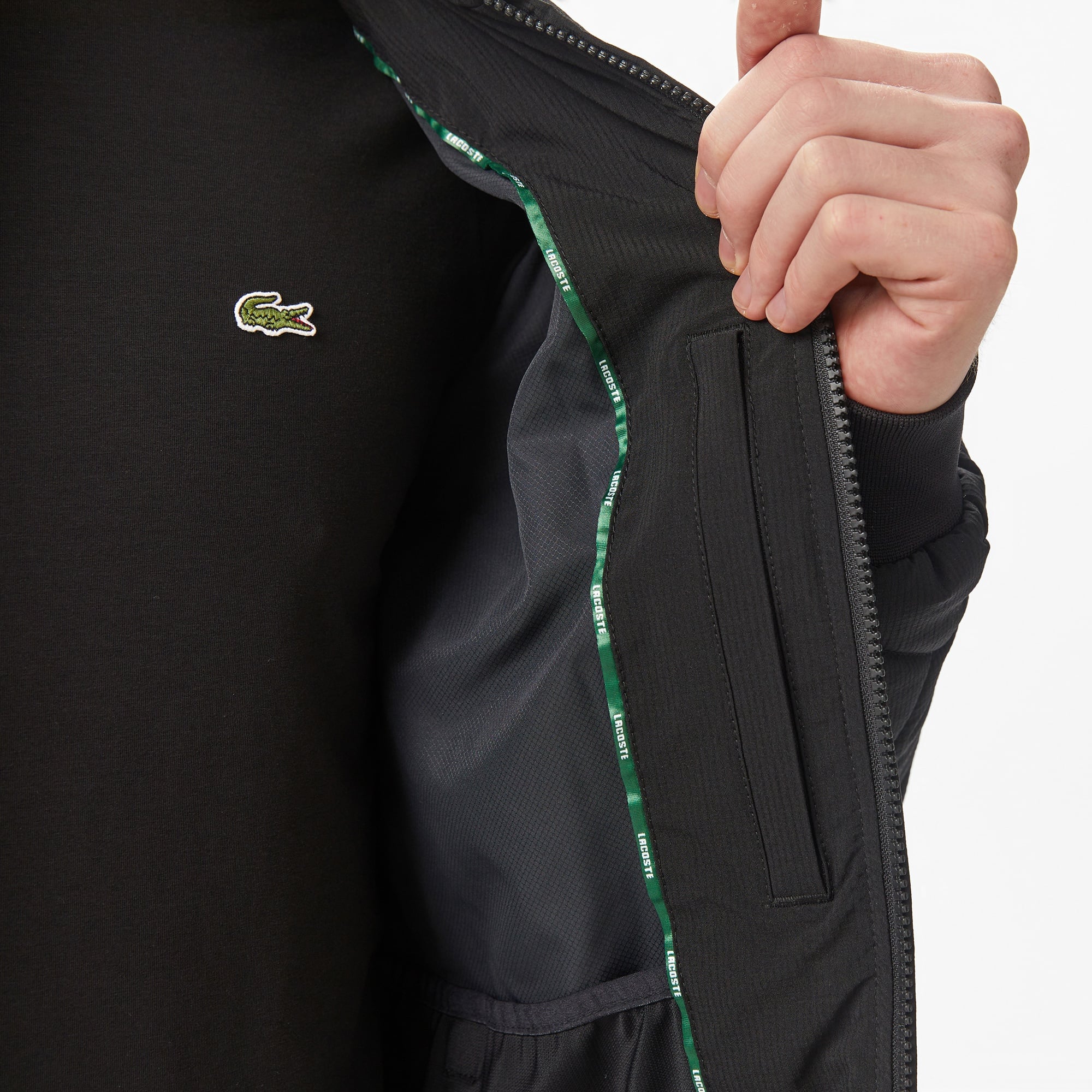 Lacoste Erkek Dik Yaka Kapitone Siyah Mont