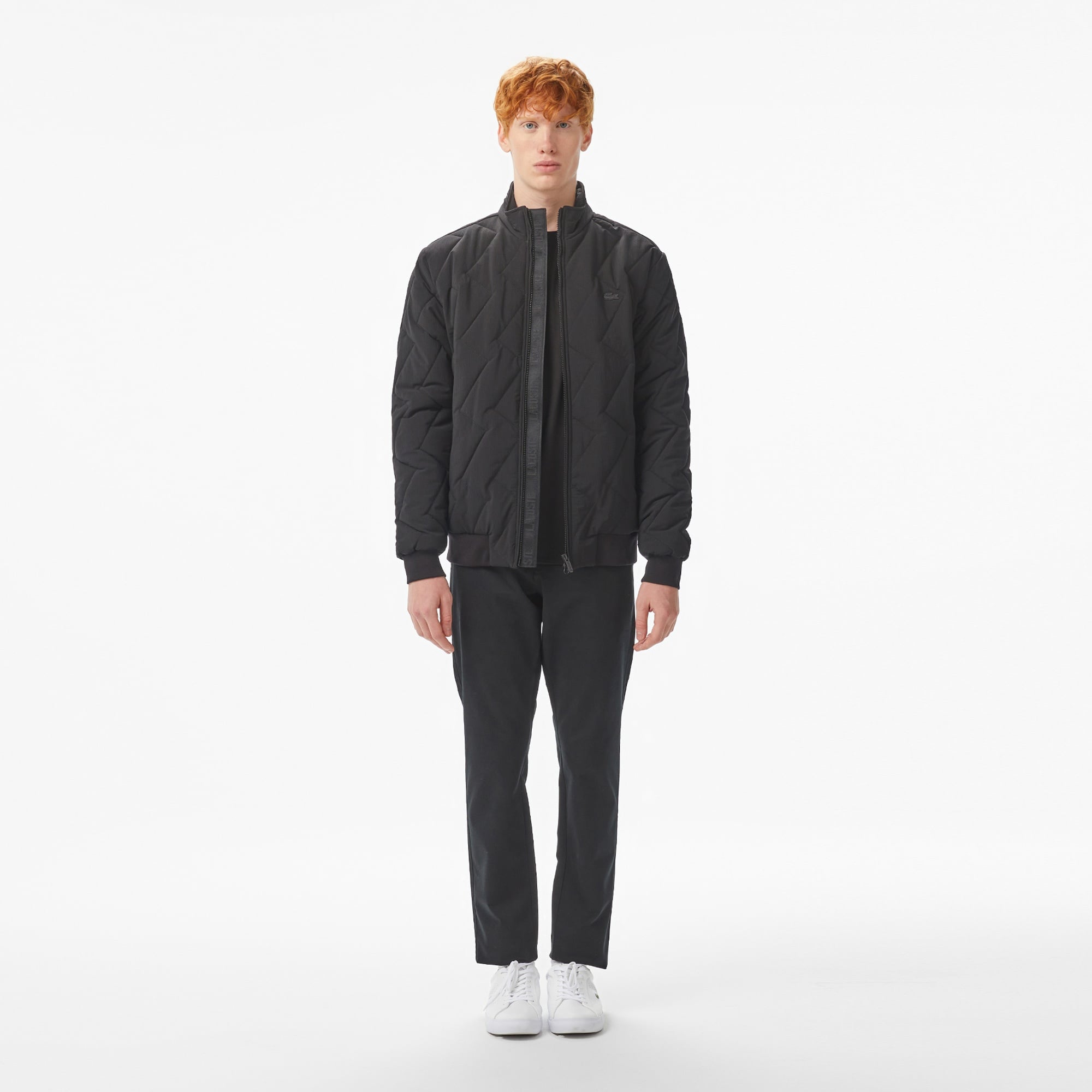 Lacoste Erkek Dik Yaka Kapitone Siyah Mont