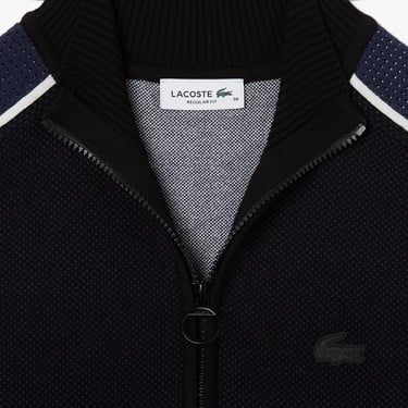  Lacoste Kadın Classic Fit Kısa Kollu Yarım Fermuarlı Renk Bloklu Siyah Elbise