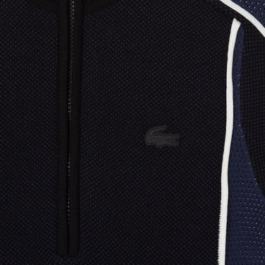  Lacoste Kadın Classic Fit Kısa Kollu Yarım Fermuarlı Renk Bloklu Siyah Elbise