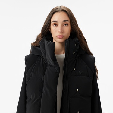  Lacoste Kadın Kapüşonlu Siyah Yelek