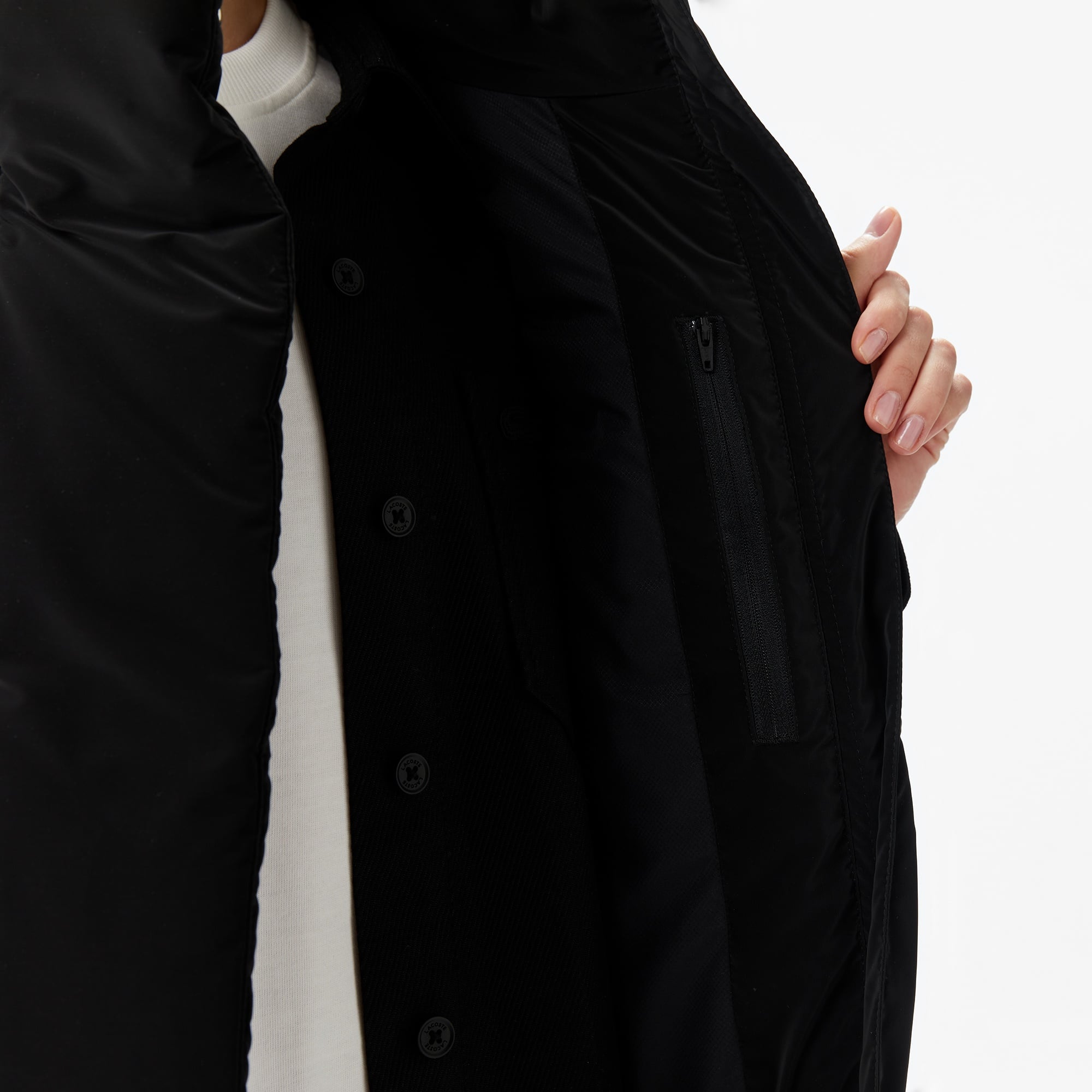 Lacoste Kadın Kapüşonlu Siyah Yelek