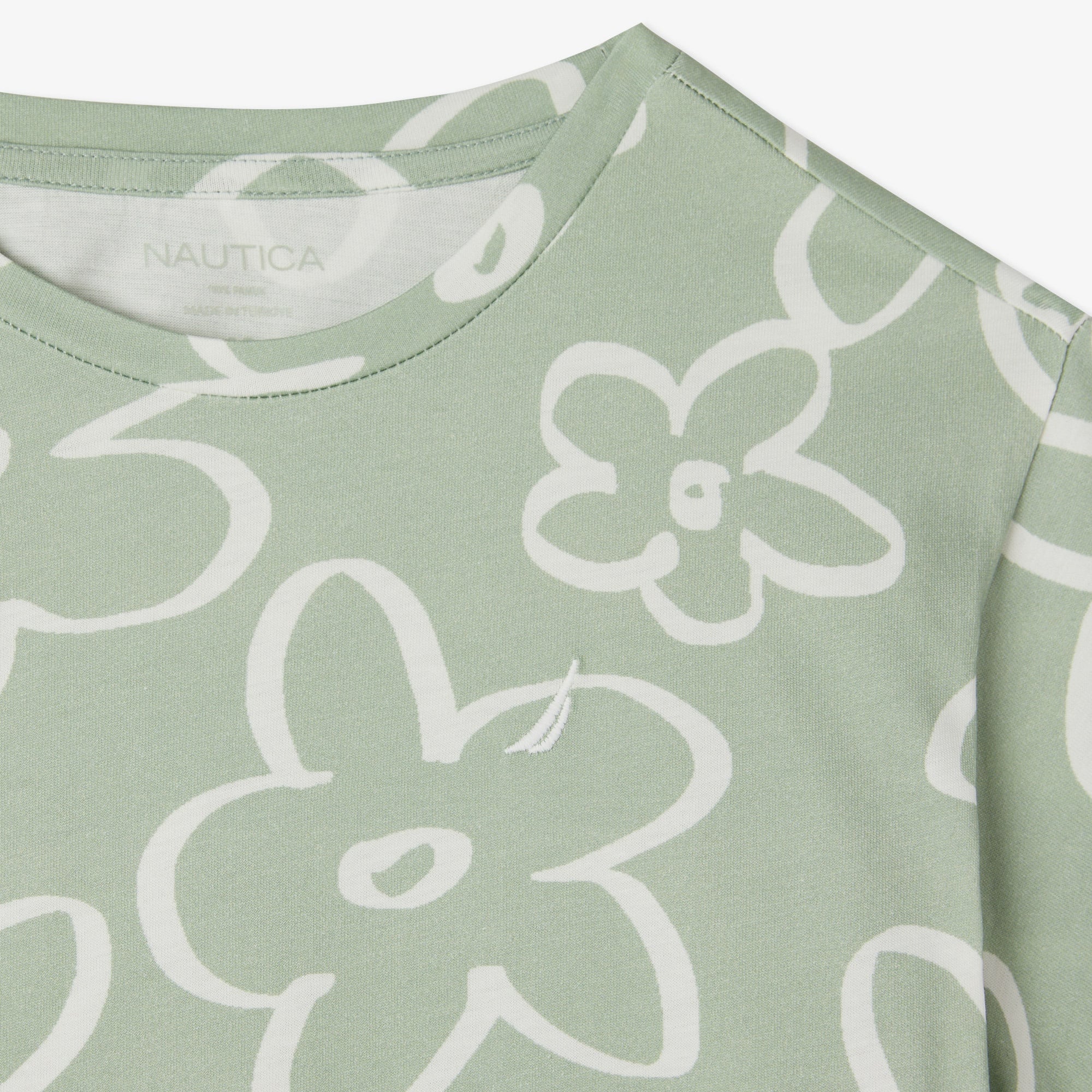 Nautica Kız Çocuk Yeşil Regular Fit Baskılı T-Shirt