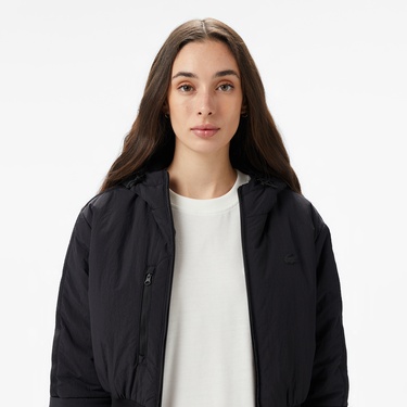  Lacoste Kadın Kapüşonlu Siyah Ceket