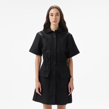  Kadın Classic Fit Kısa Kollu Siyah Elbise