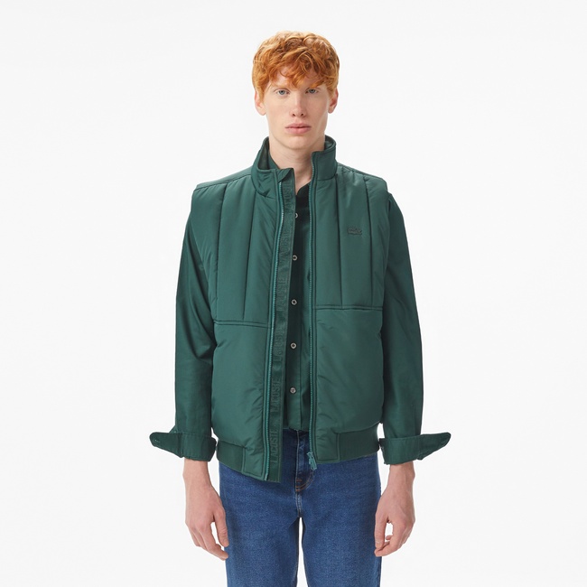  Lacoste Erkek Dik Yaka Koyu Yeşil Yelek