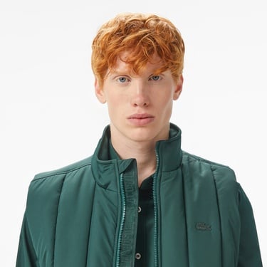  Lacoste Erkek Dik Yaka Koyu Yeşil Yelek
