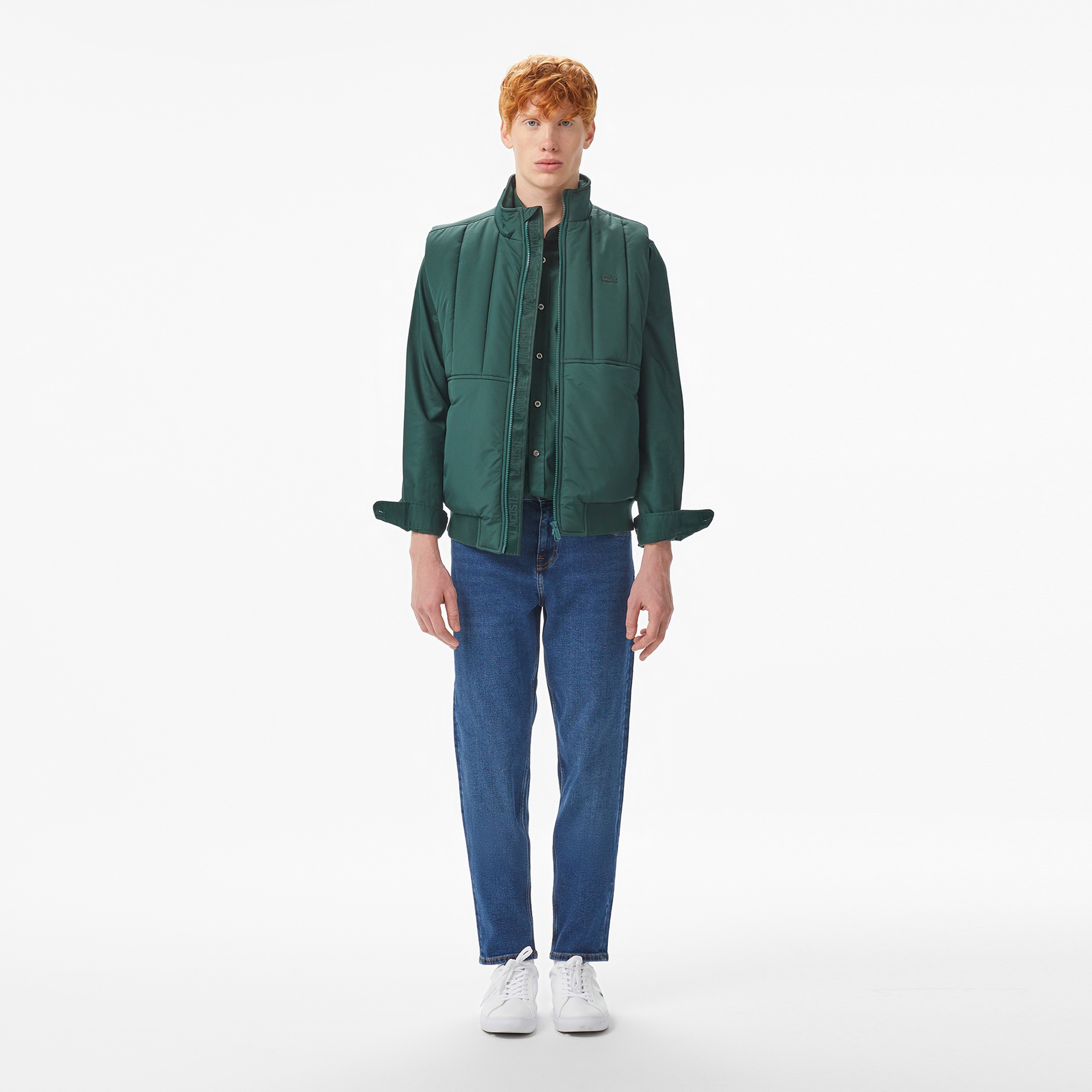 Erkek Dik Yaka Koyu Yeşil Yelek