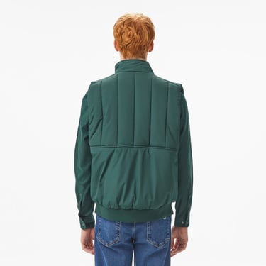  Lacoste Erkek Dik Yaka Koyu Yeşil Yelek