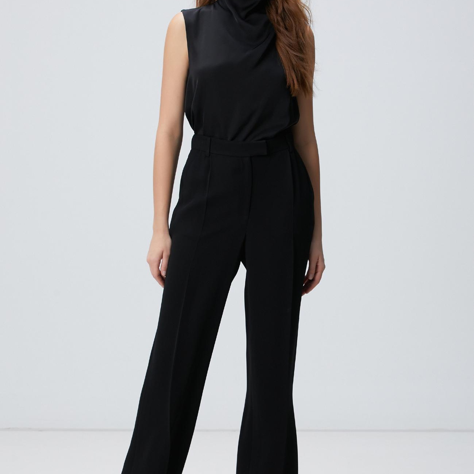 Network Kadın Siyah Pileli Pantolon