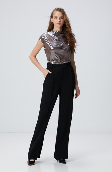  Network Kadın Siyah Pileli Pantolon