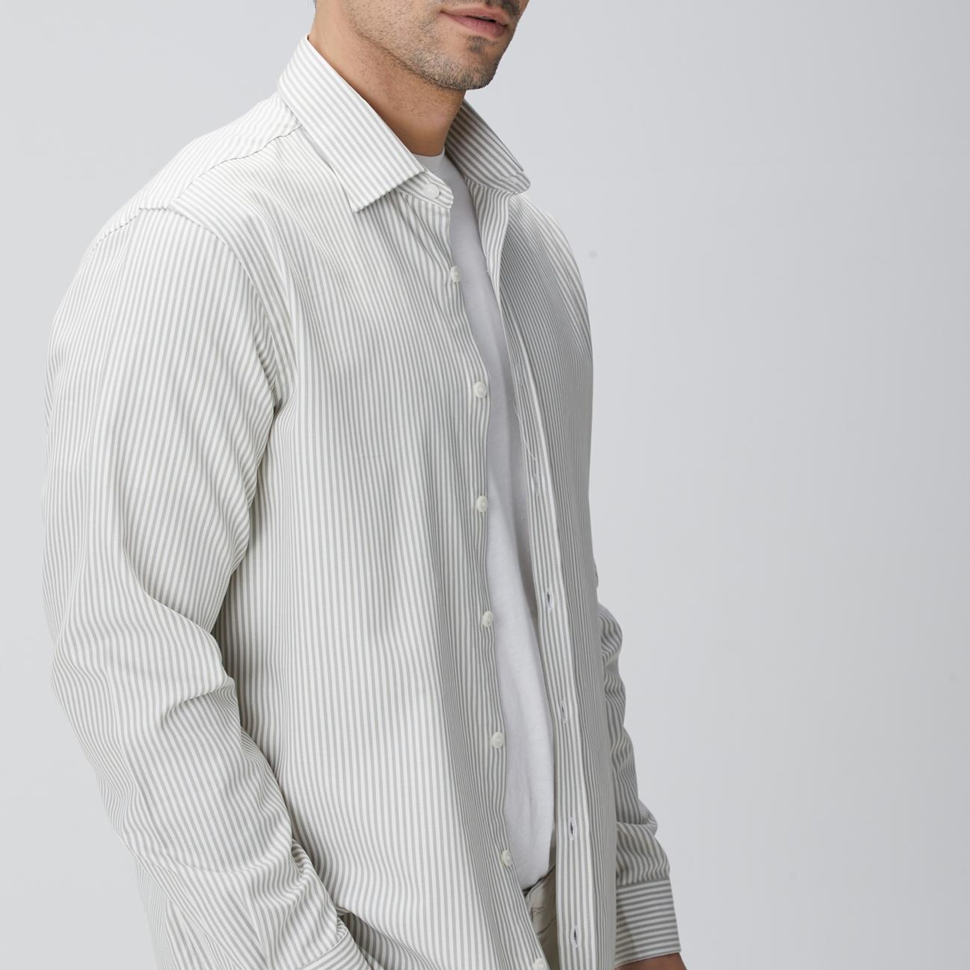 Network Erkek Bej Çizgi Desenli Gömlek