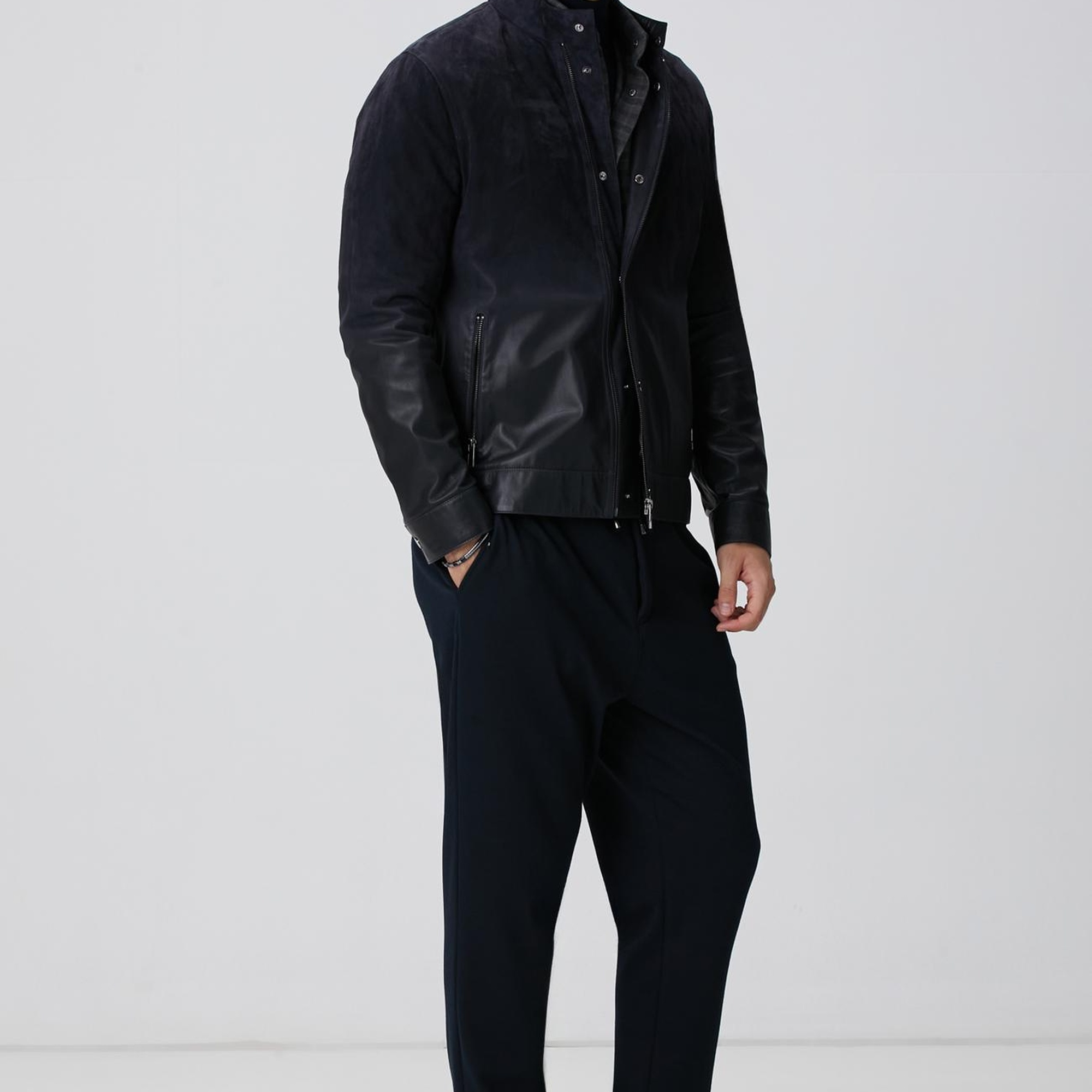 Network Erkek Lacivert Degradeli Deri Mont