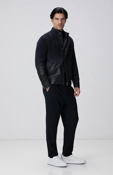  Network Erkek Lacivert Degradeli Deri Mont