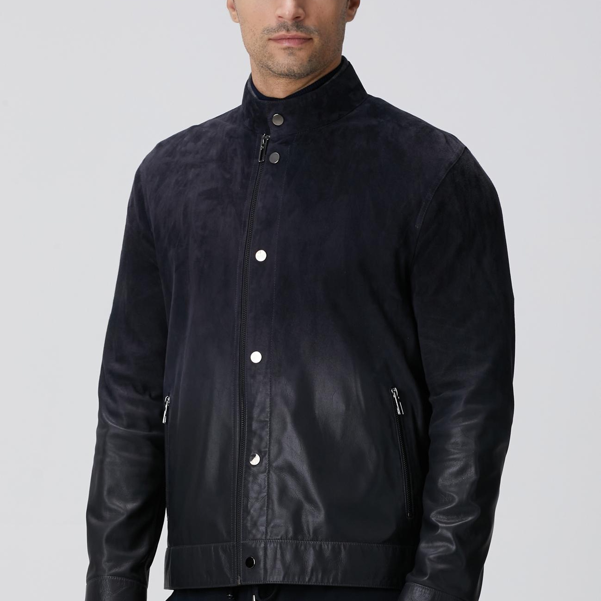 Network Erkek Lacivert Degradeli Deri Mont