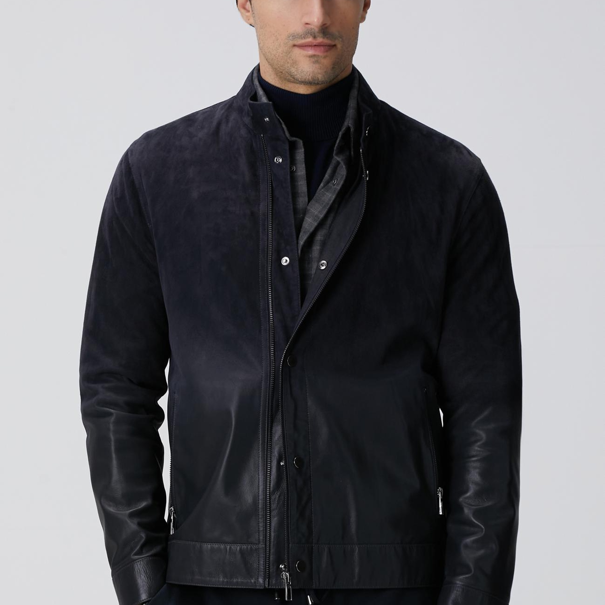 Network Erkek Lacivert Degradeli Deri Mont