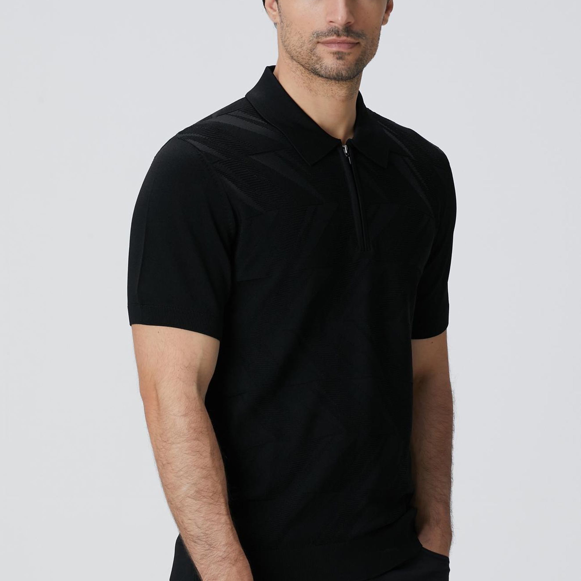 Network Erkek Siyah Jakarlı Triko Kazak