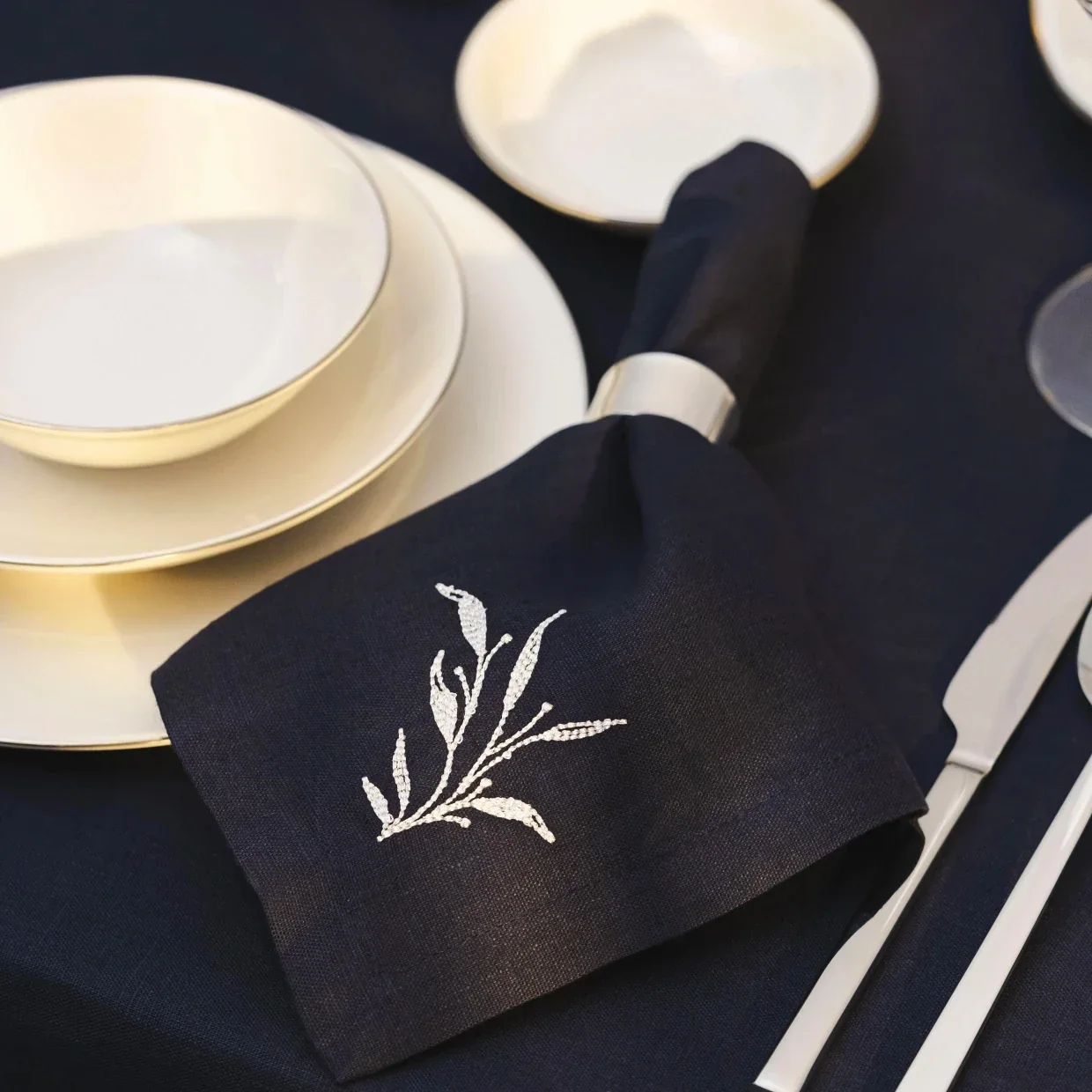  Petite 2'li %100 Keten Lacivert Peçete 40x40 cm