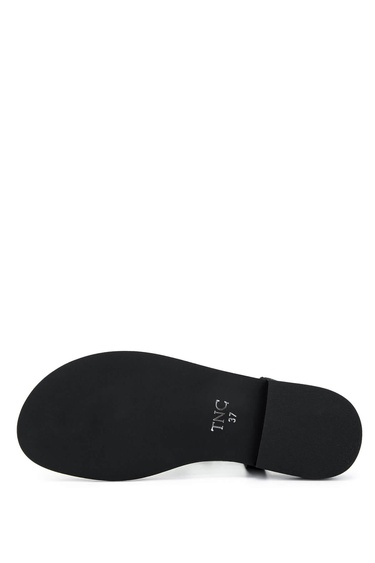  Tamer Tanca Kadın Suni Deri Siyah Parmak Arası Sandalet