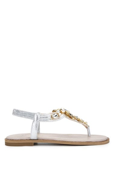  Tamer Tanca Kadın Suni Deri  Gri Parmak Arası Sandalet